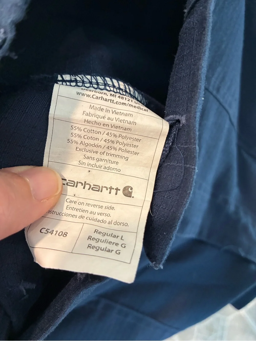Carhartt Pants Men's L Navy Cargo Work Pants with Elastic Back LIKE NEW!